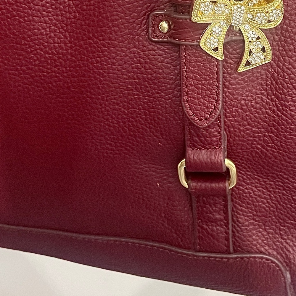 Ora Delphine Adele Burgundy Leather Satchel Bag Fall Color - Picture 13 of 14